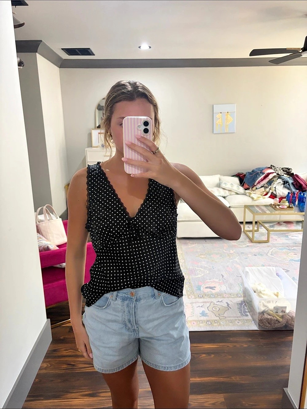 A New Day
Women's Polka Dot Cami in Black & White Like New
